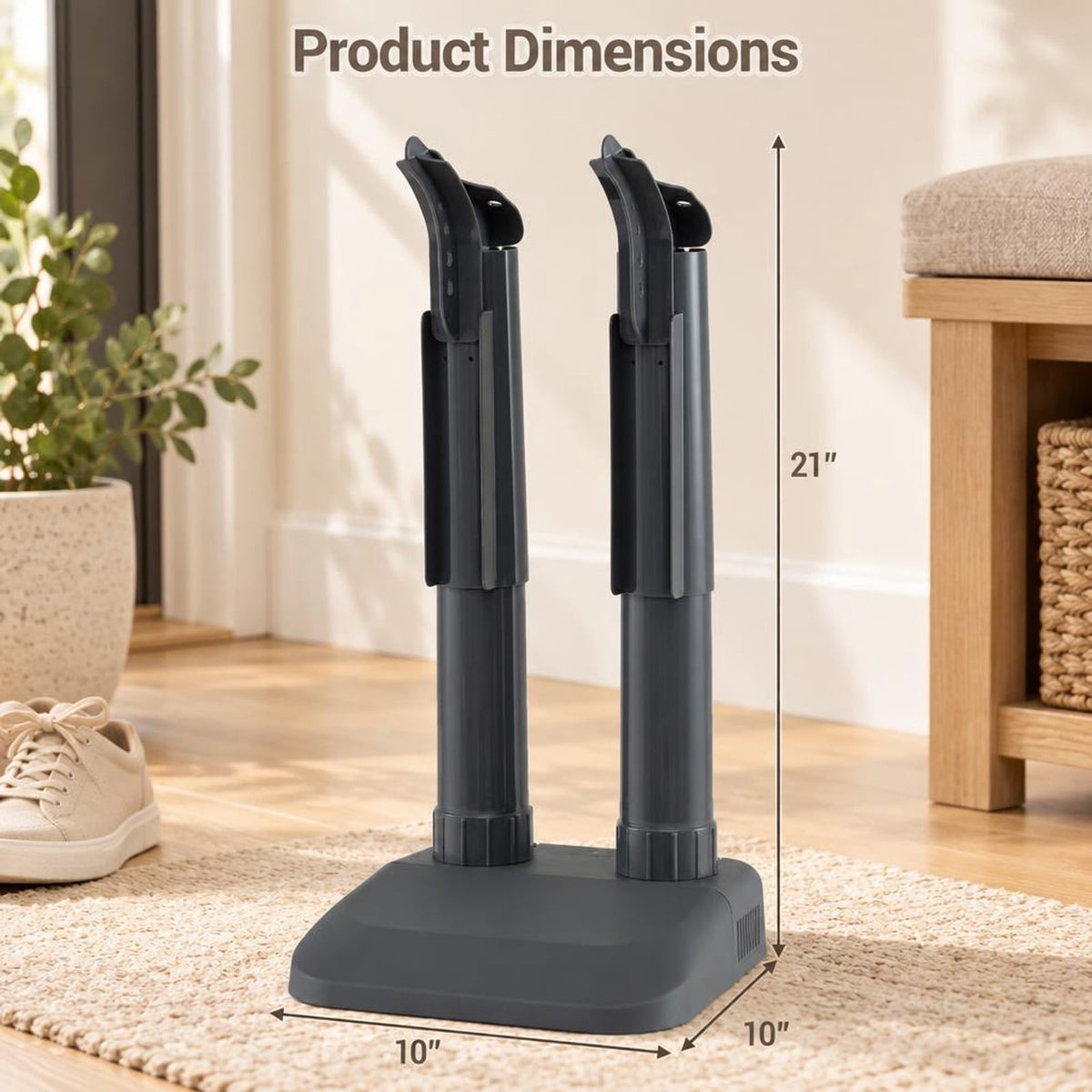 Airfind Electric Shoe Dryer and Boot Warmer with Quiet Fanless Convection Drying for Home and Entryway for Everyday Use, Black