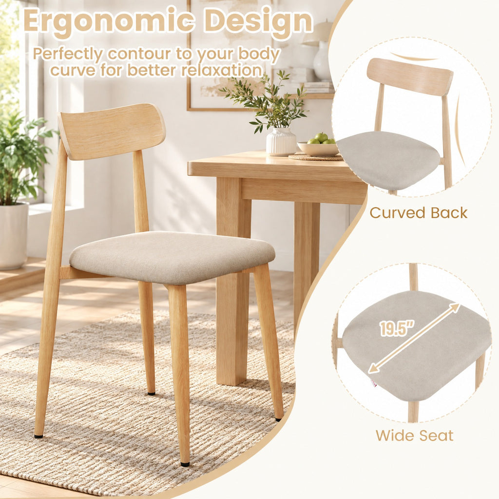 Airfind Linen Fabric Upholstered Modern Dining Chair Set of 2 with Padded Seat and Curved Back, 340 lbs Capacity, 19.5in x 19in x 31in Footprint