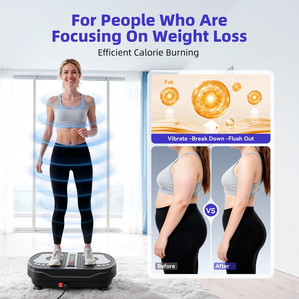 Airfind Vibration Plate Exercise Machine for Lymphatic Drainage, Full Body Workout Vibration Platform with Bluetooth Speaker,2 Loops and 5 Resistance Bands for Home Exercise Gym,450lb Capacity,Black