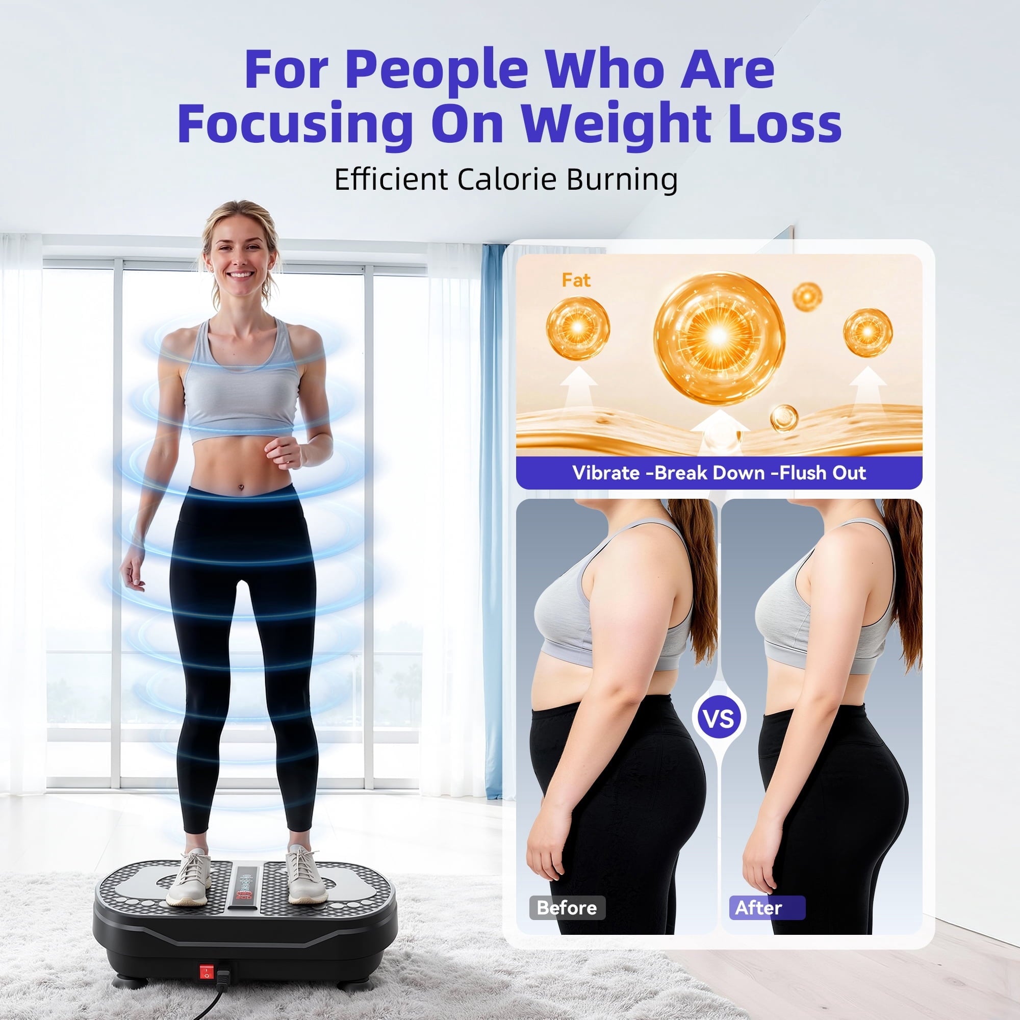 Airfind Vibration Plate Exercise Machine for Lymphatic Drainage, Full Body Workout Vibration Platform with Bluetooth Speaker,2 Loops and 5 Resistance Bands for Home Exercise Gym,450lb Capacity,Black