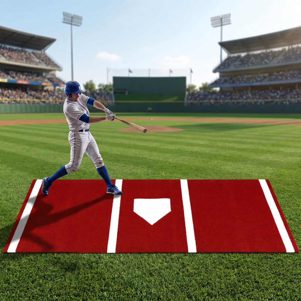 Airfind Softball Pitching Mat 10 x 3 Feet Softball Training Aid with Turf Surface and Pitching Plate and Carry Strap, Red