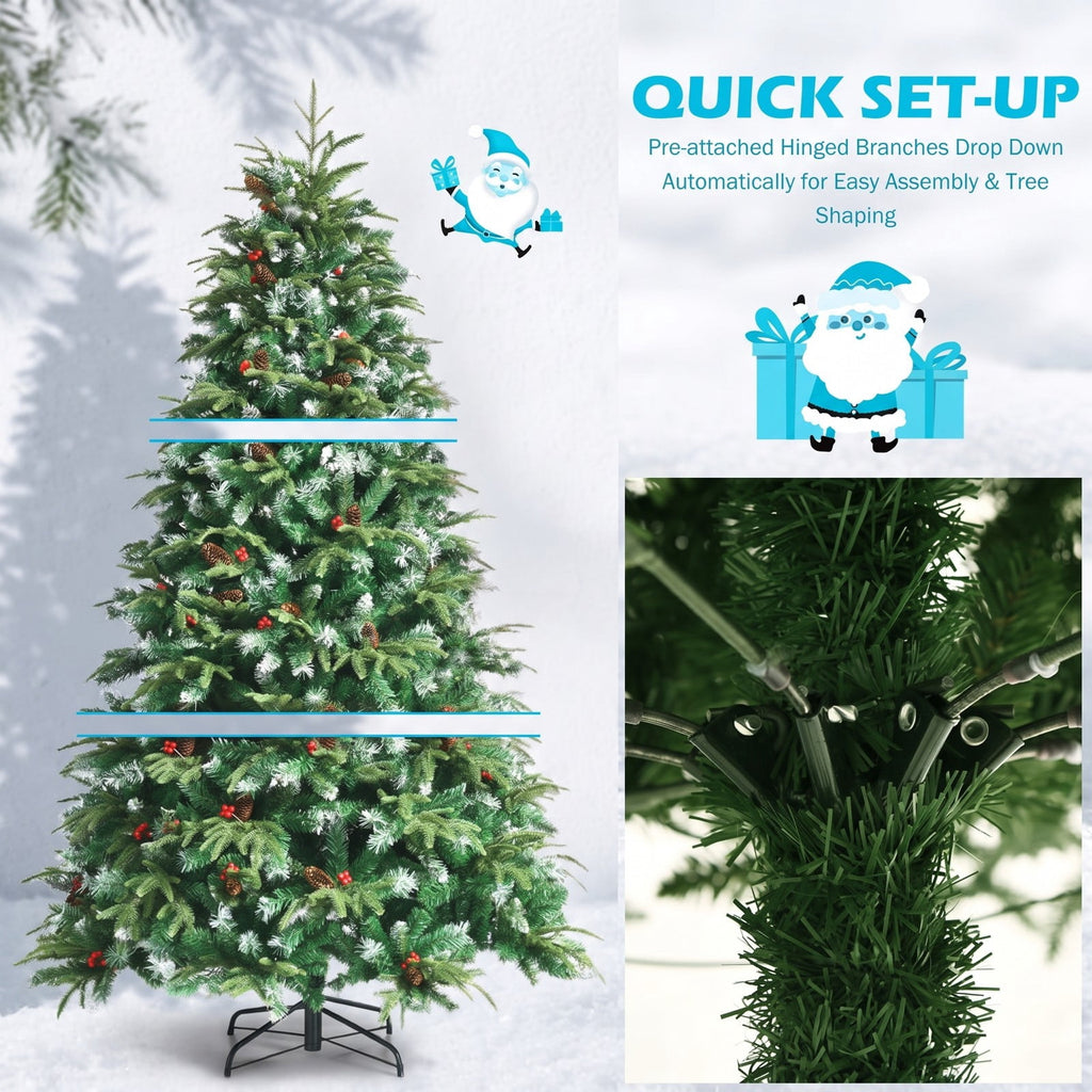 Airfind Pre-Lit Snowy Christmas Hinged Tree with Flash Modes and Multi-Color Lights-6 ft, PE PVC iron Height: 5 ft Base: 3.3 ft Frame, Green