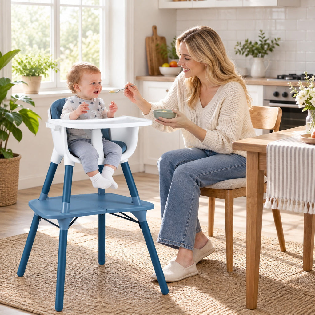 Airfind 4-in-1 Youth Convertible Youth Table Chair Set featuring PU Cushion, 33 lbs Capacity, PU PP Metal Frame, for 6-36 Months, Blue