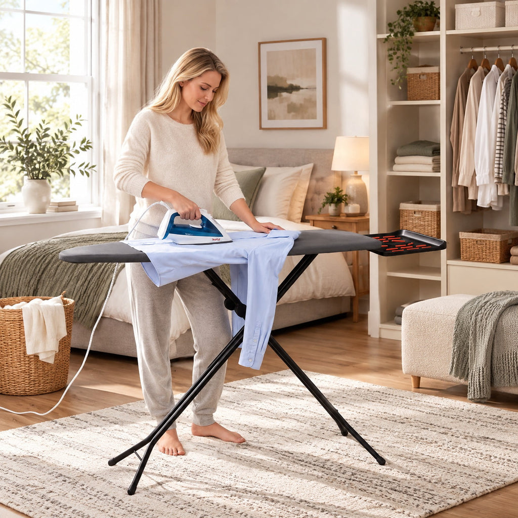 Airfind Foldable Full Size Ironing Board with Collapsible Iron Rest for Laundry Room, 45 lbs Capacity, Fabric Felt Steel Frame, Gray