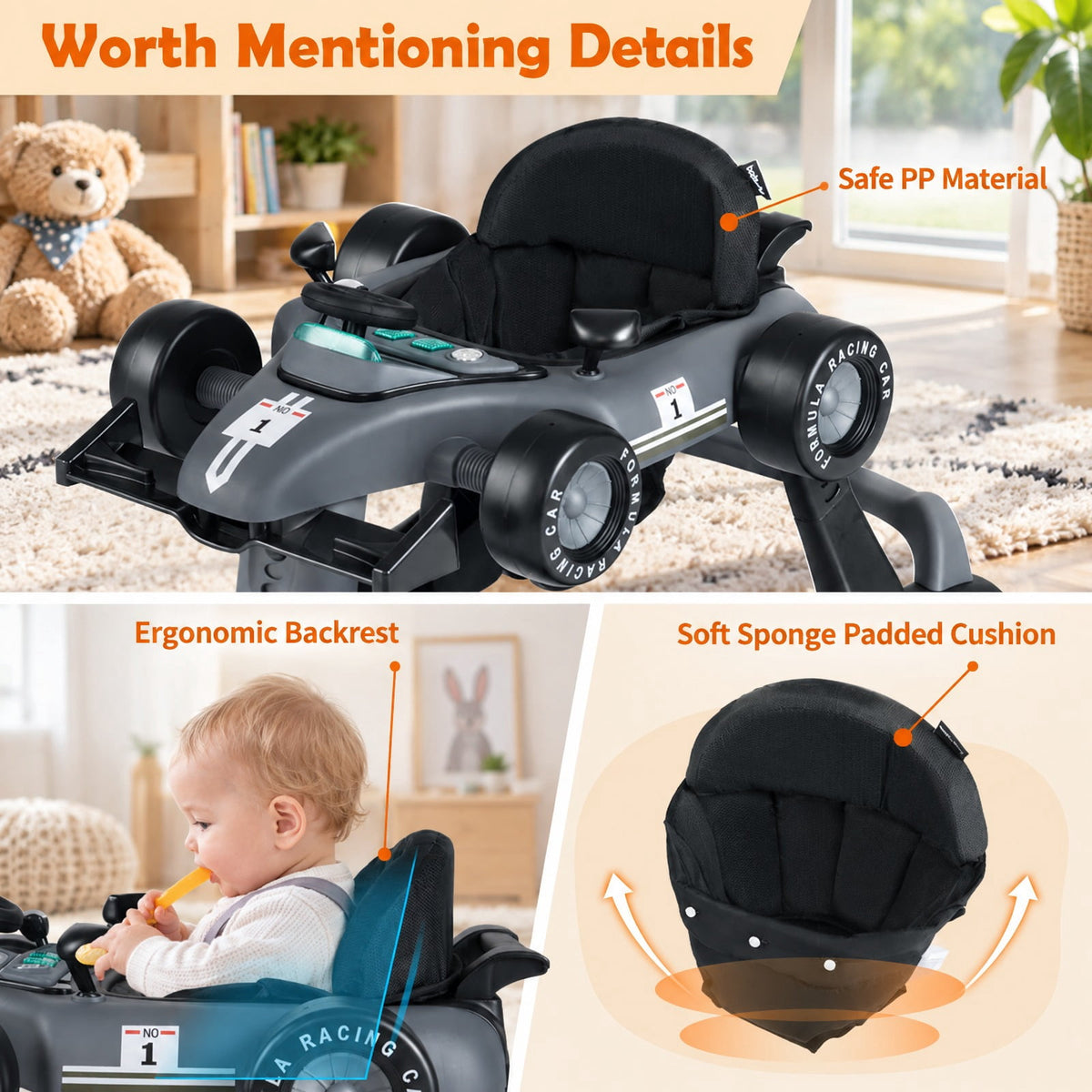 Airfind 4-in-1 Foldable Activity Push Walker with Adjustable Height, 25 lbs Capacity, PP polyester sponge Frame, 29 x 24 x 20/21/22 Footprint