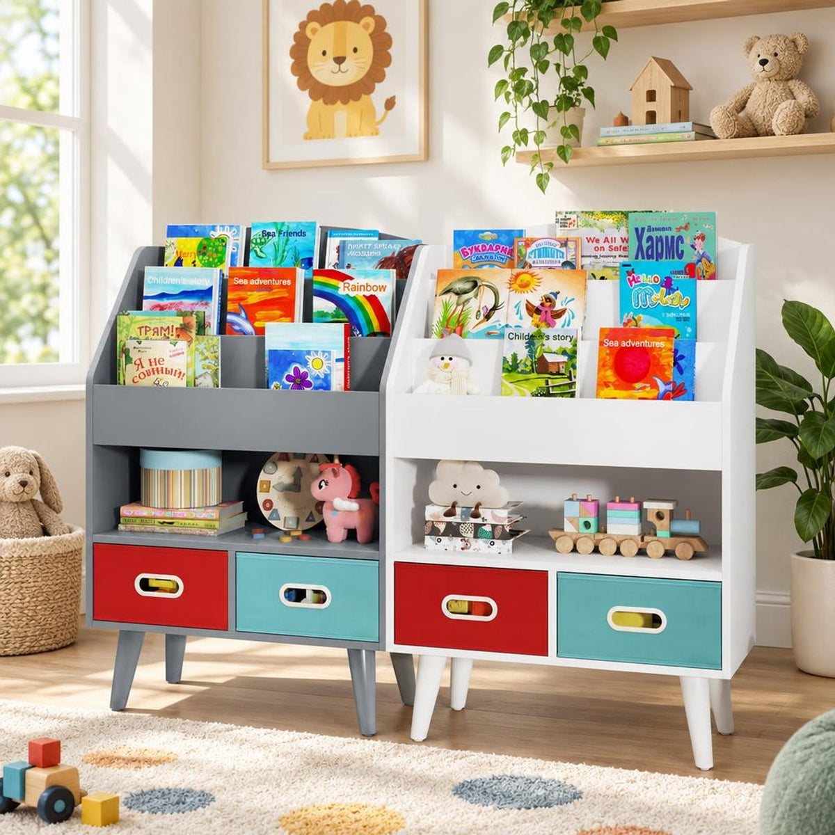 Airfind Youth Bookshelf featuring Open Compartment for Youth 3+ Years Old, 220 lbs Capacity, MDF Engineered Wood Non-woven Fabric Frame, White