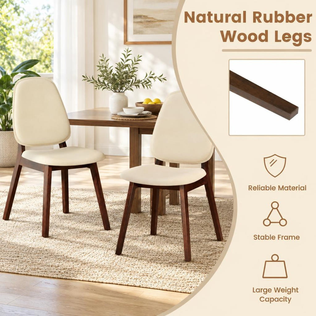 Airfind Wooden Dining Chair Set of 2 Mid-Century Modern Upholstered Side Armless Chair, Chair 330 lbs Capacity, 19in x 23in x 33in Footprint, Brown