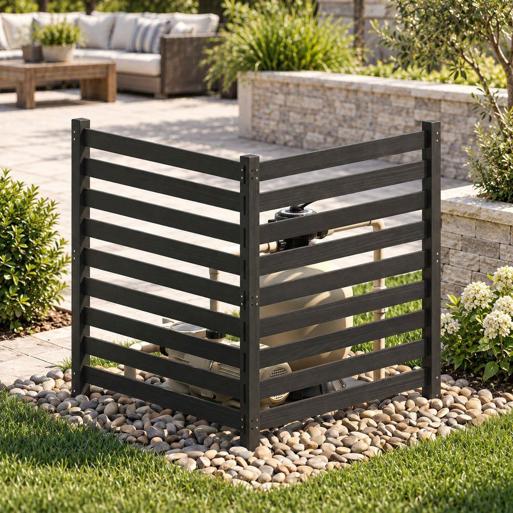 Airfind 2-Panel Wooden Outdoor Privacy Fence with Ground Stakes, Fir Wood Frame, Black, Product Dimensions of Each Screen 38.5 Inch