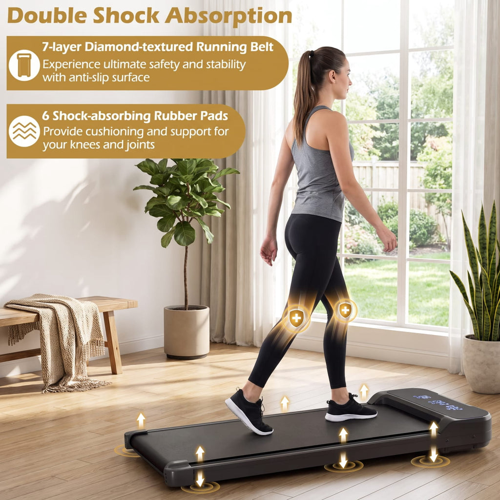 Airfind 2.5 HP Under Desk Treadmill with Remote Control and 3 Countdown Modes for Home Office Walking Pad Jogging, Black
