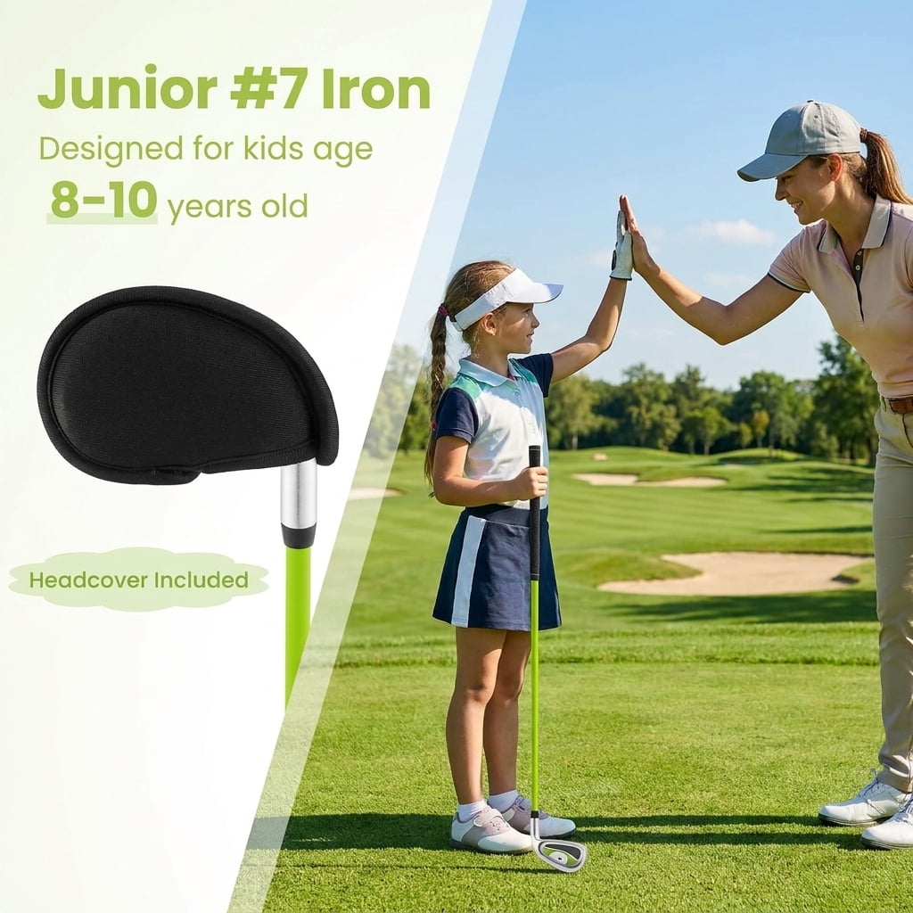 Airfind Teen Golf Club Set for Ages 12-14 with Complete 8 Pieces, Steel Shafts, Oversized Driver and Matching Bag, Green