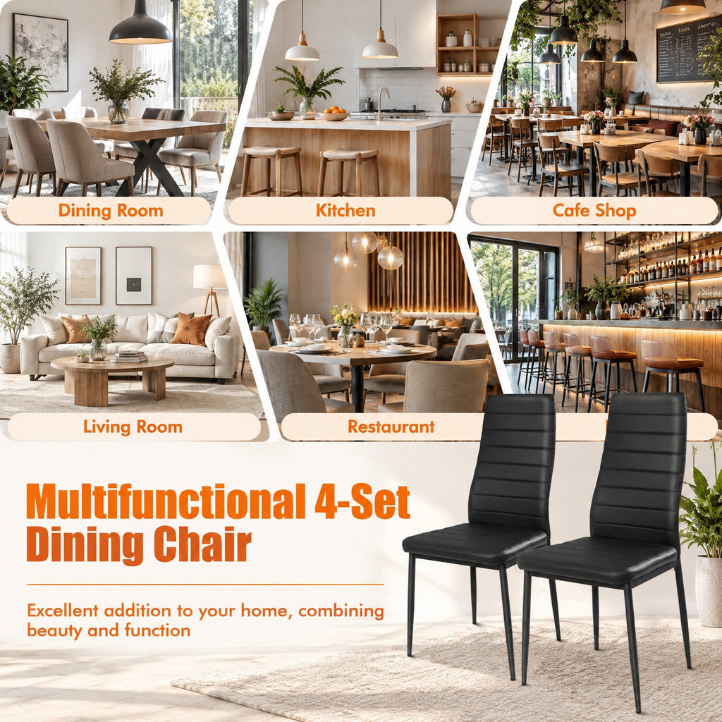 Airfind 4 Pieces Modern Leather Dinning Chairs Set with Metal Frame, 250 lbs Capacity, PVC Leather sponge steel Frame, 17 Inch x 20.5 Inch x 38 Inch Footprint