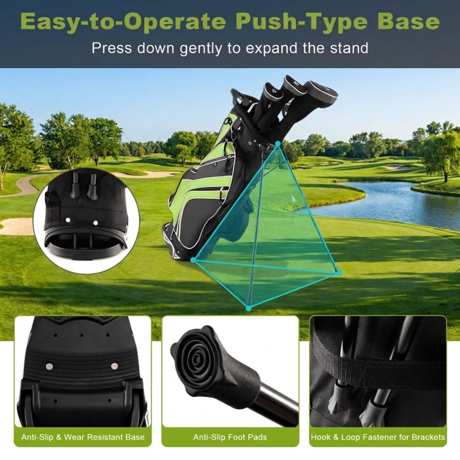 Airfind 6-Way Top Stand Bag with Auto-Deploy Legs and 8 Storage Pockets, Green