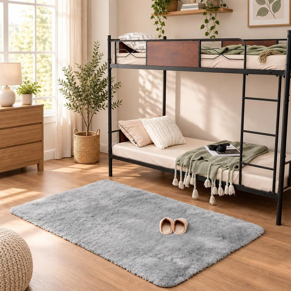 Airfind 4x6 Feet Modern Soft Shag Rug with Non-slip Grip Dots, Polyester Sponge, 4 FT X 6 FT for Convenient Everyday Use, Light Gray