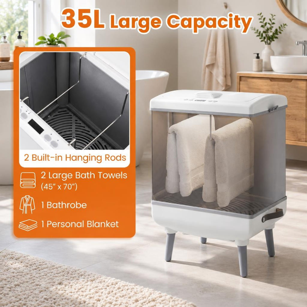 Airfind 35L Large Towel Warmer with Heating and Drying Modes for Bathroom, ABS Frame, 16 x 11.5 x 23.5 Footprint, Gray