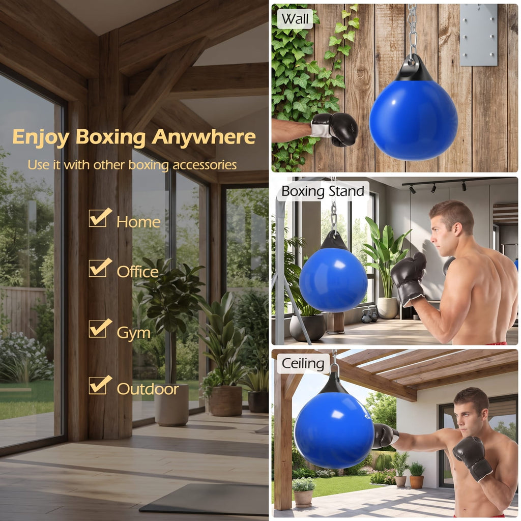 Airfind 21 Inch Water Aqua Punching Bag with Adjustable Metal Chain and Water Hose for Home Gym Boxing and Reaction Training, Blue