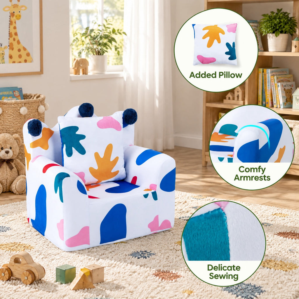 Airfind High-density Padding Kids Sofa with Armrest and Extra Pilow, 110 lbs Capacity, Ultra-Soft Velvet Sponge Frame, 23 x 18 x 22 Footprint