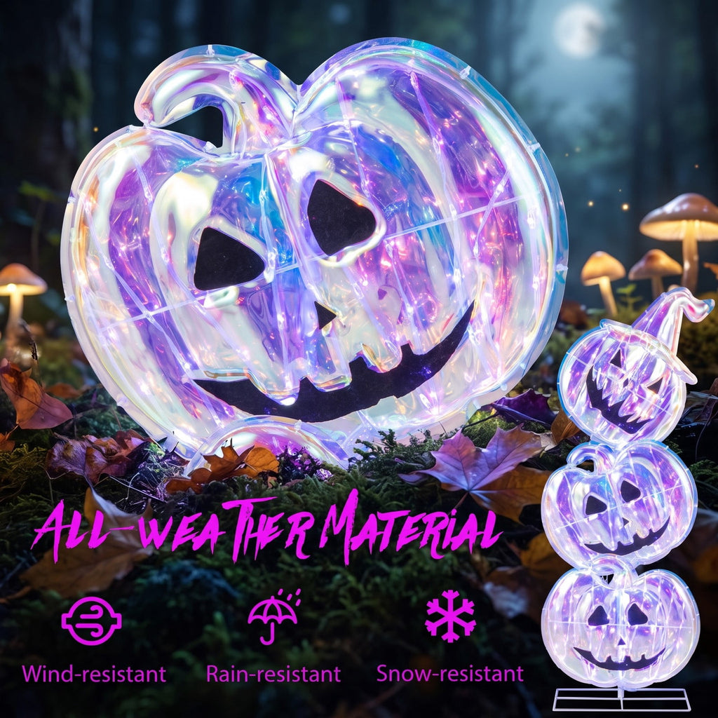 Airfind Standing 150 LED Lighted Pumpkin Halloween Decoration with Base, Plastic Frame, 1.3 x 0.9 x 3.4 FT Footprint, Multicolor