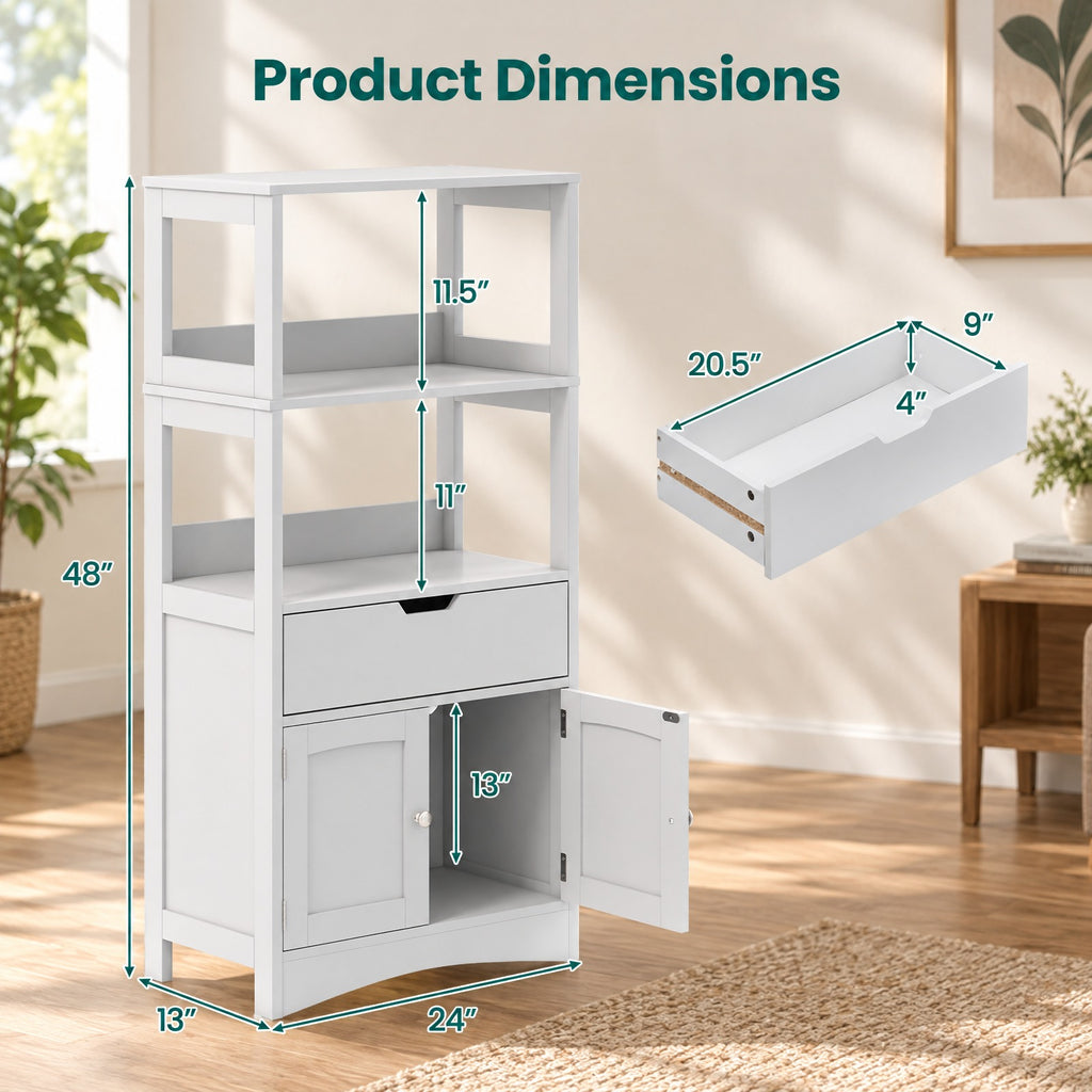 Airfind Bathroom Storage Cabinet with Drawer and Shelf Floor Cabinet, 20 lbs Capacity, MDF PB Frame, Gray