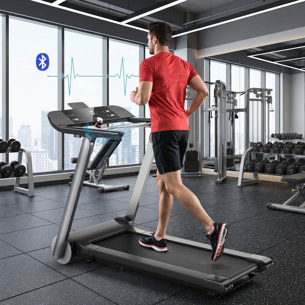 Airfind Walking Treadmill for Home with Adjustable Speed 0.6 to 8 MPH and Shock Absorption Belt and USB Port and Transport Wheels Folding Treadmill, Dark