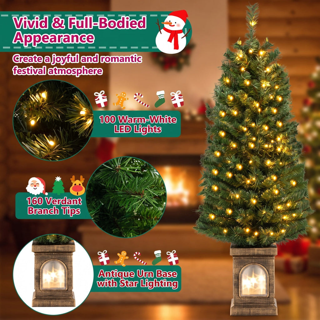Airfind 4 Feet Pre, PVC Cement Tree Height: 4 ft Tree Width: 1.7 ft Frame, Green+ Gold, Size of the Base 7.5in x 7.5in x 10.5in (L