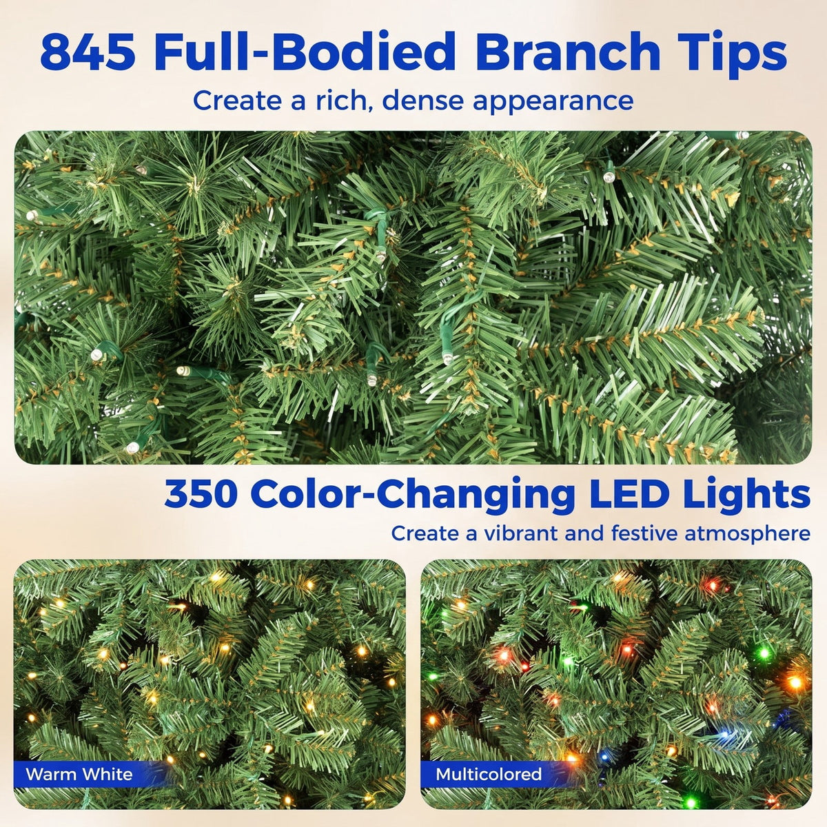 Airfind Pre-Lit Green Artificial Christmas Tree with Full Branch Tips-6 Feet, PVC Metal Frame, Green
