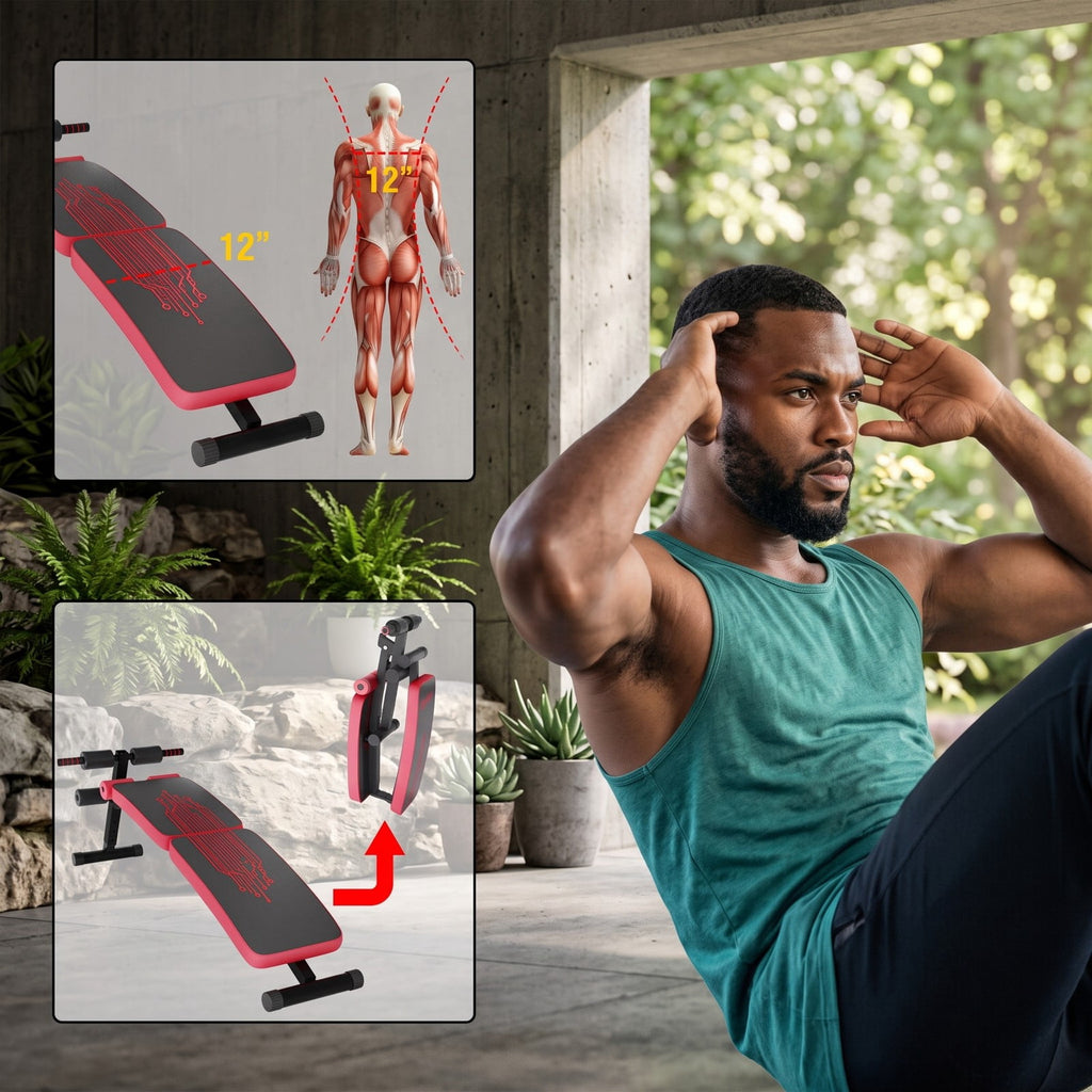Airfind Abdominal Twister Trainer with 3-Level Adjustable Bench, Iron Frame Core Ab Workout Machine for Home Gym, 441 lbs Capacity, Red