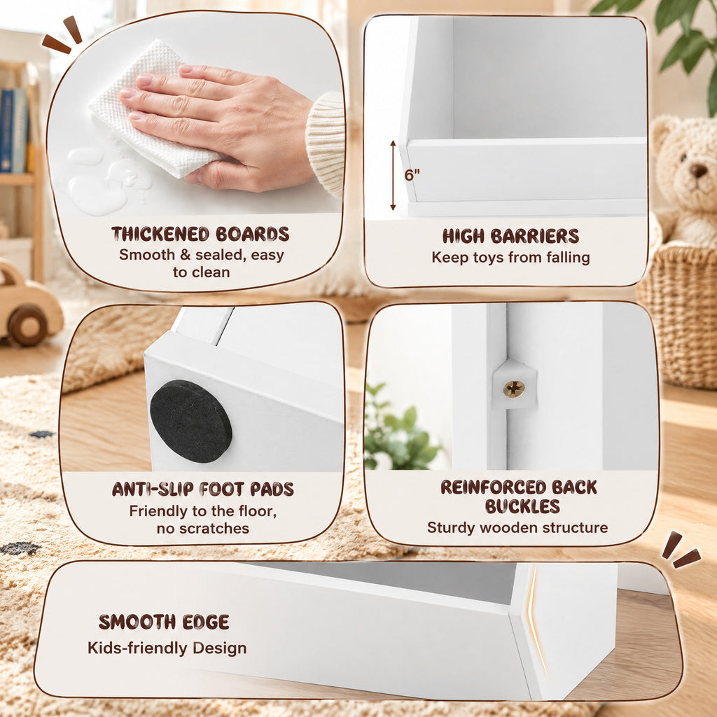 Airfind 5-Cube Wooden Kids Toy Storage Organizer with Anti-Tipping Kits, 110 lbs Capacity, MDF Engineered Wood Frame, 35.5 Inch x 16 Inch x 30 Inch Footprint