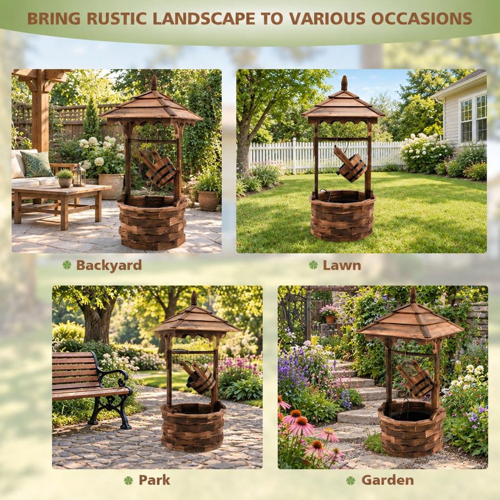Airfind Patio Wooden Water Fountain with Electric Pump, Fir Wood, 22.5 Inch X 22.5 Inch X 48.5 Inch (l X W X H) Water Bucket for Convenient Everyday Use, Brown