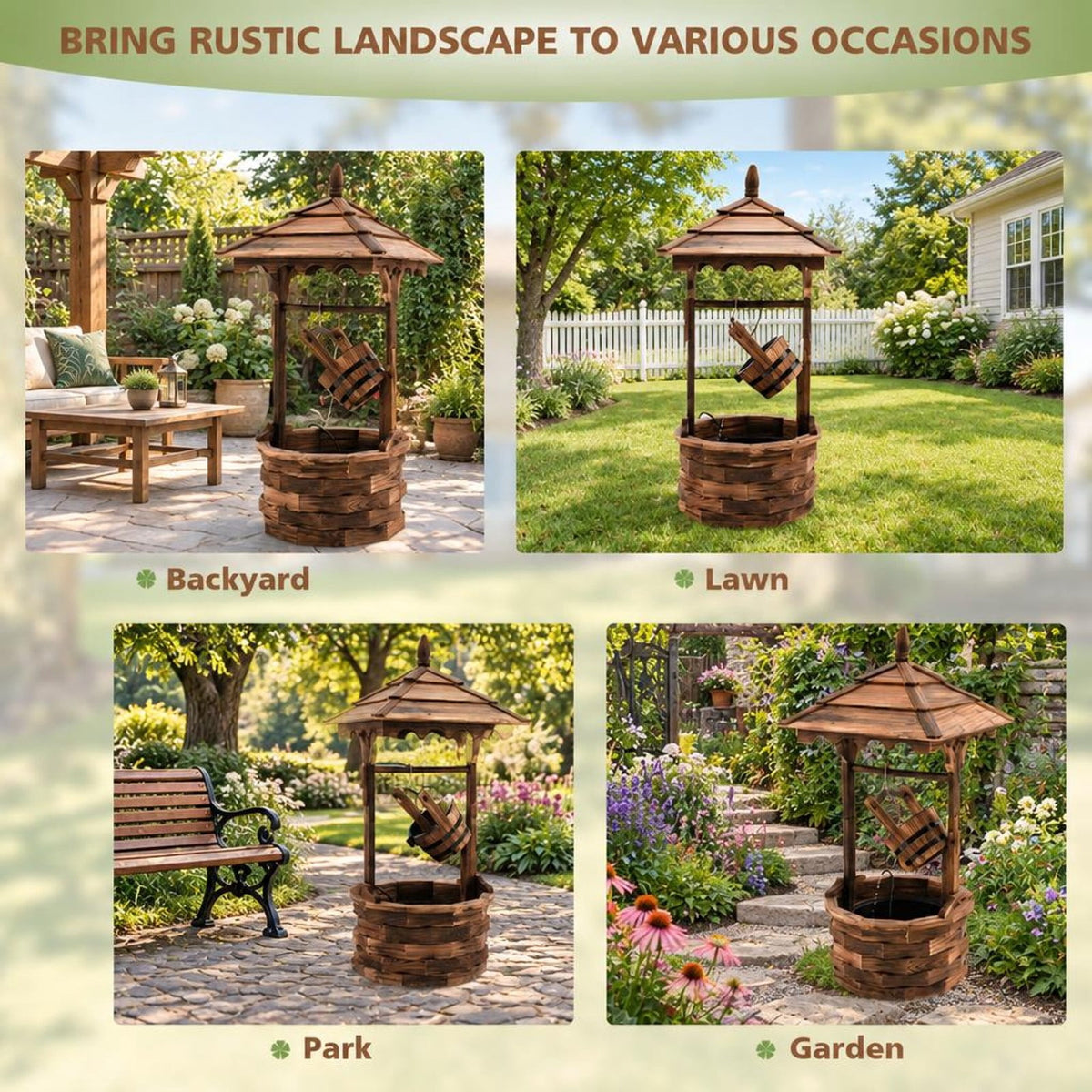 Airfind Patio Wooden Water Fountain with Electric Pump, Fir Wood, 22.5 Inch X 22.5 Inch X 48.5 Inch (l X W X H) Water Bucket for Convenient Everyday Use, Brown