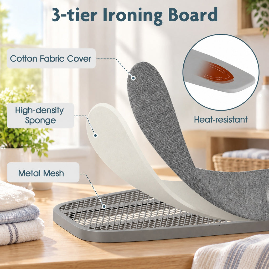 Airfind Over the Door Ironing Board Space-Saving Metal Hanging Ironing Board, 22 lbs Capacity, Cotton Sponge Metal Frame, 42 x 17 x 50 Footprint