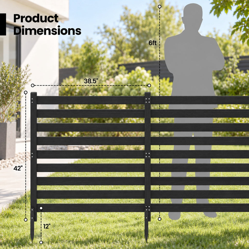 Airfind 3-Panel Wooden Outdoor Privacy Fence with Ground Stakes, Fir Wood Frame, Black, Product Dimensions of Each Screen 38.5 Inch