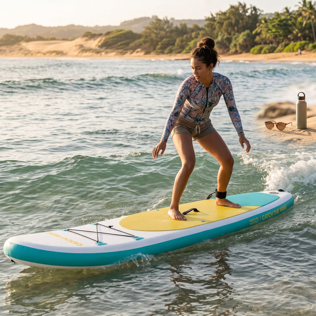 Airfind 11 Foot Inflatable Stand Up Paddle Board with Retractable Paddle Backpack and Ankle Leash for Adults, White and Yellow