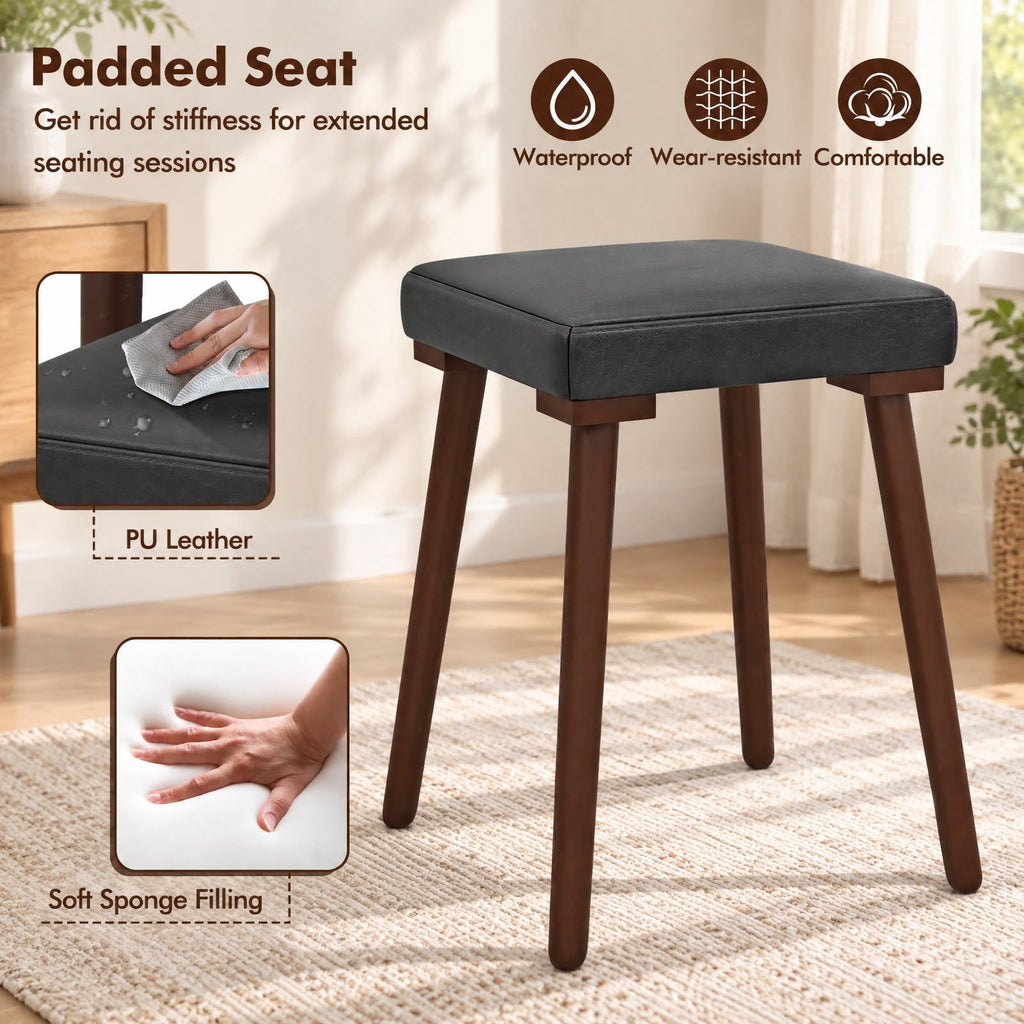 Airfind 5 Piece Dining Table Set for 4 with 4 Upholstered Stools and Rubber Wood Legs, Brown, for Everyday Home Use, for Easy Setup