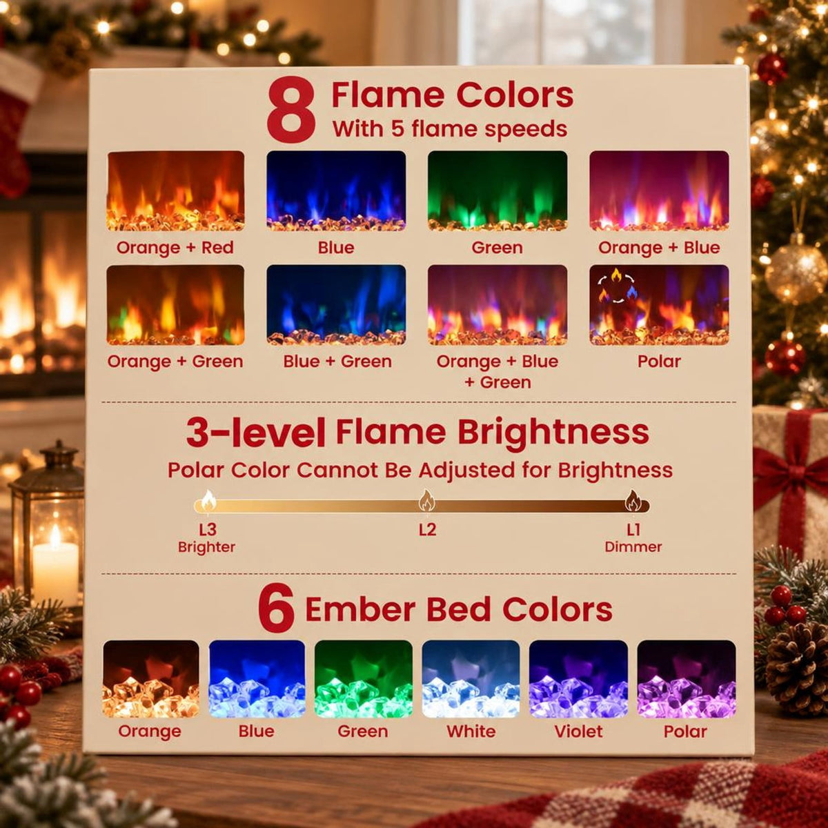 Airfind 18/23/26 Inch 1500W Electric Fireplace Insert with Remote Control-23 inches, Metal Tempered Glass Frame, 19.3in x 4.8in x 17.7in Footprint