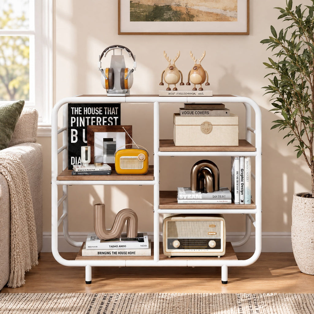 Airfind 5-Tier Storage Organizer Open Book Shelf with Metal Frame, 88 lbs Capacity, Engineered Wood Metal Frame, 30.5 x 12 x 27 Footprint