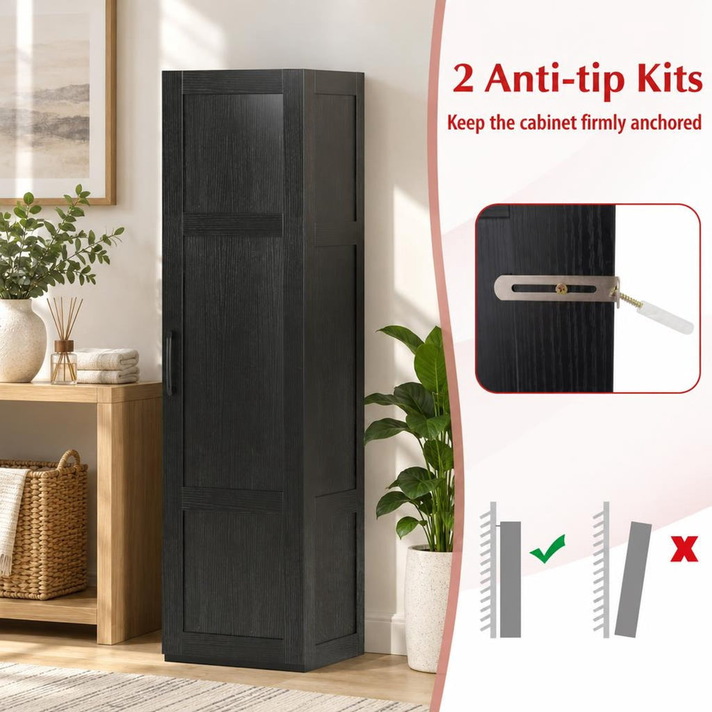 Airfind Tall Storage Cabinet with 4 Storage Shelves for Bathroom Living Room, 110 lbs Capacity, Engineered Wood MDF Frame, 16in x 15in x 59in Footprint