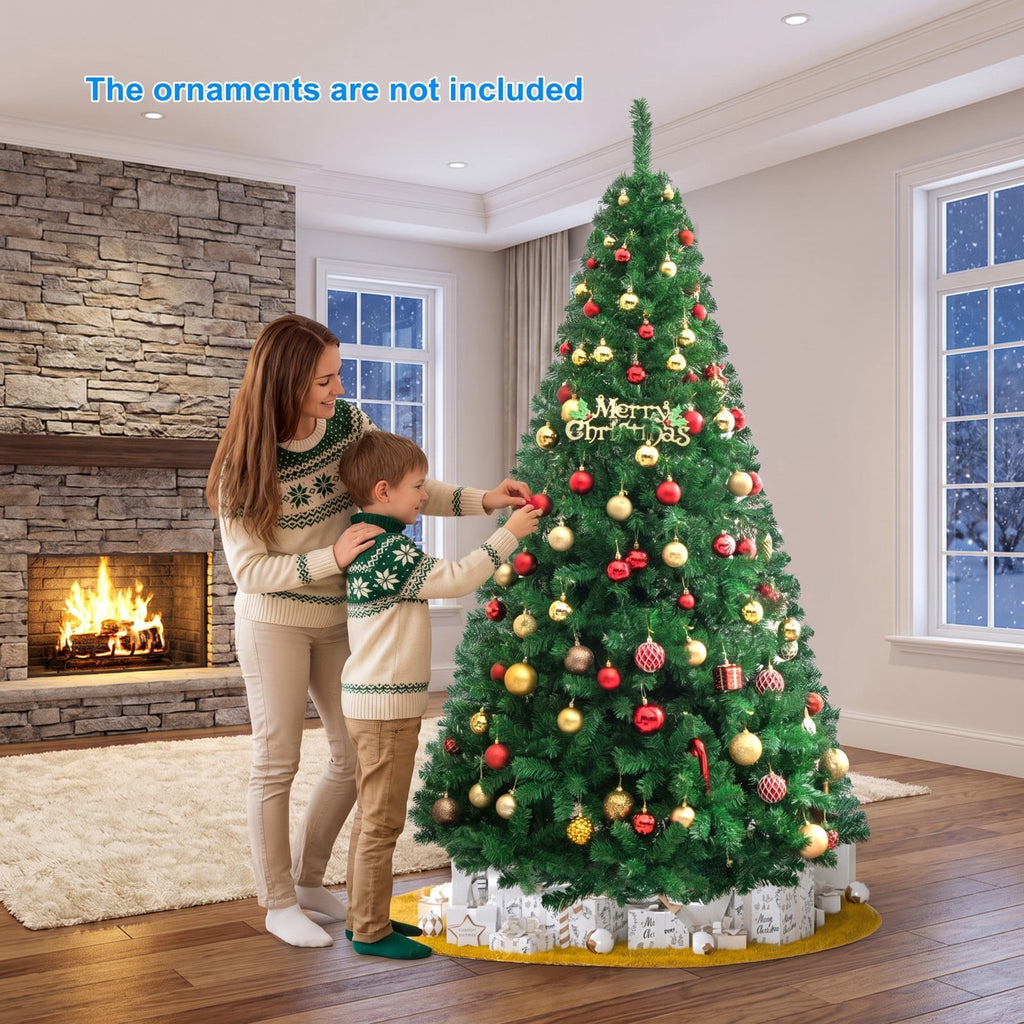 Airfind Artificial PVC Christmas Tree with Solid Metal Stand-7 ft, PVC Blade width: 2.4 Inch Frame, Green The material of stand: Metal
