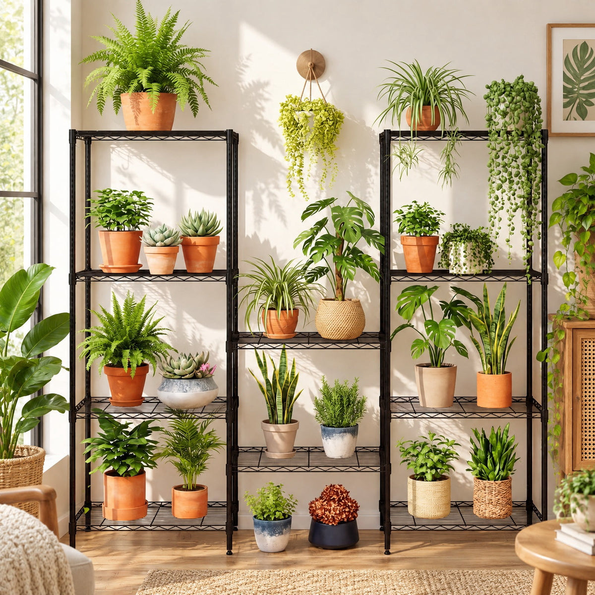 Airfind 5-Tier Metal Storage Shelving Unit with V-Shaped Wire Rack and 750 LBS Capacity, 750 lbs Capacity, Metal Frame, Black