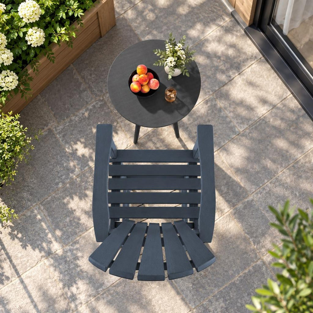 Airfind 30 Inches Counter Height Outdoor HDPE Bar Stool with Armrests and Footrest, 360 lbs Capacity, HDPE Frame, Navy