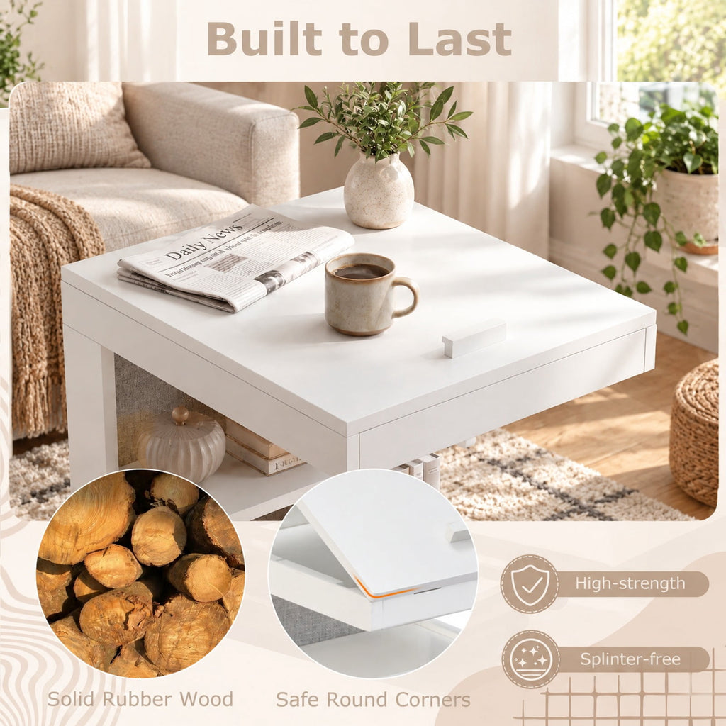 Airfind C-shaped End Table with Wheels and Adjustable Desktop for Sofa Couch Bedside, 210 lbs Capacity, Rubber Wood MDF Engineered Wood Fabric Frame