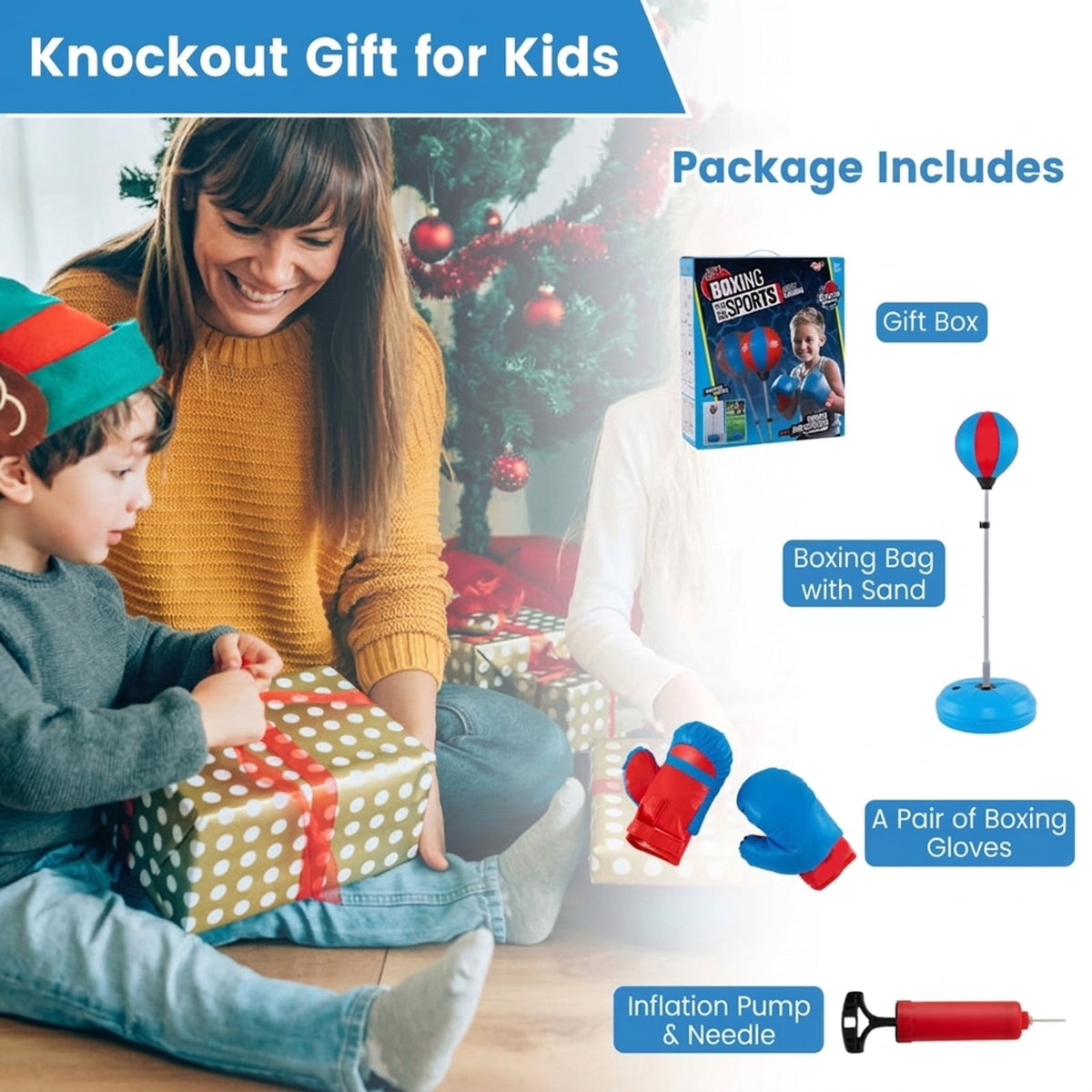 Airfind Adjustable Freestanding Punching Bag for Adults and Kids with Sand or Water Fillable Base and Boxing Gloves and Height Adjustable Stand for Home Training, Blue