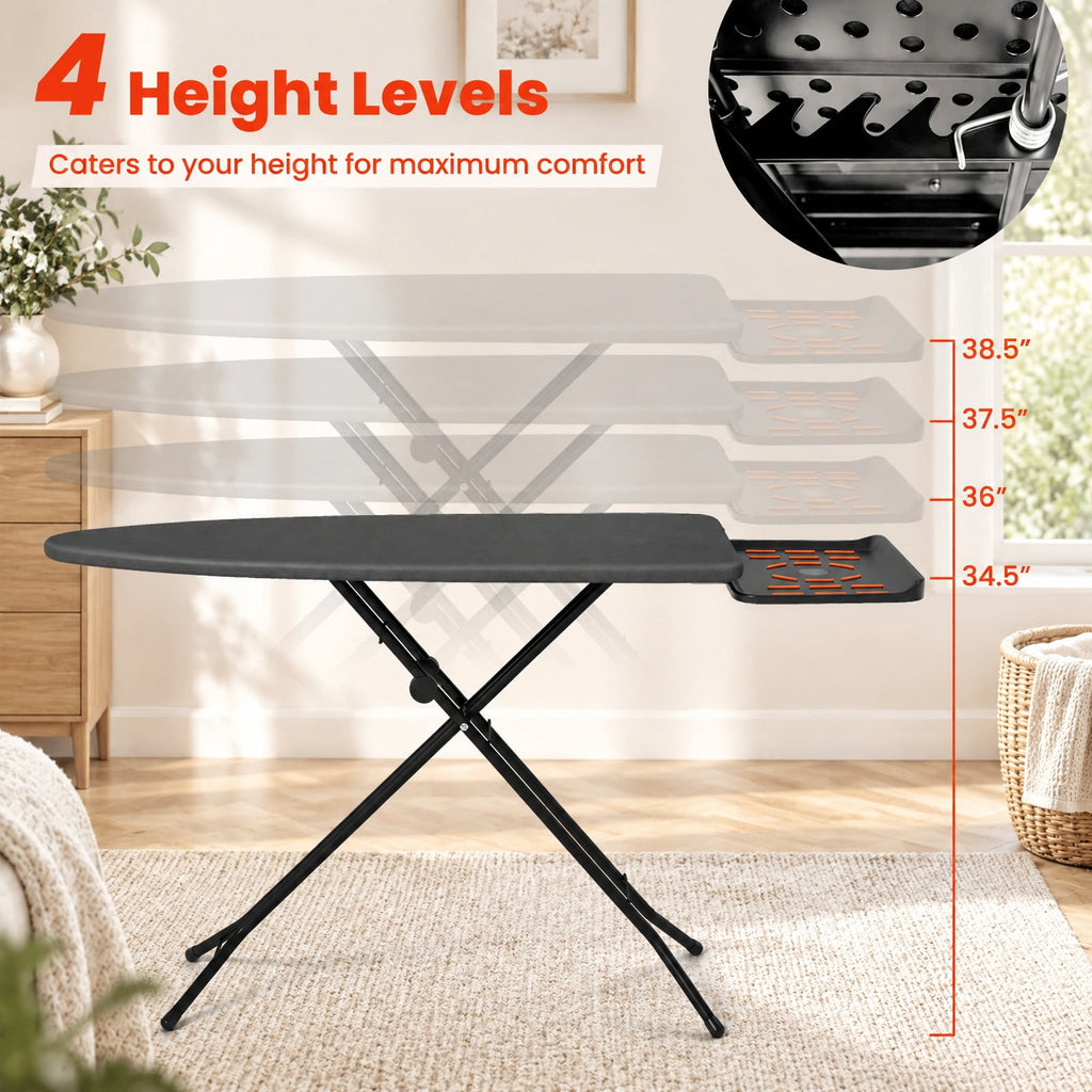 Airfind Foldable Full Size Ironing Board with Collapsible Iron Rest for Laundry Room, 45 lbs Capacity, Fabric Felt Steel Frame, Gray