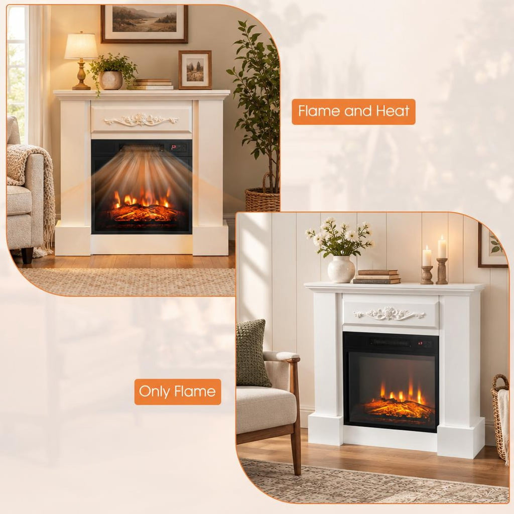 Airfind 1400W TV Stand Electric Fireplace Mantel with Remote Control, 22 lbs Capacity, MDF PB Steel plastic tempered glass Frame, White