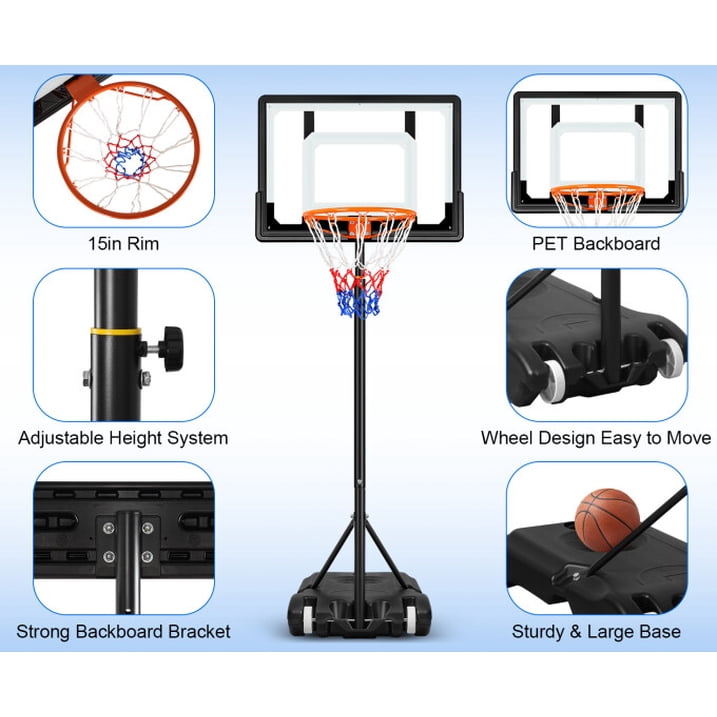 Airfind Kids Basketball Hoop Portable 5-7ft Adjustable 32in Backboard with Wheels