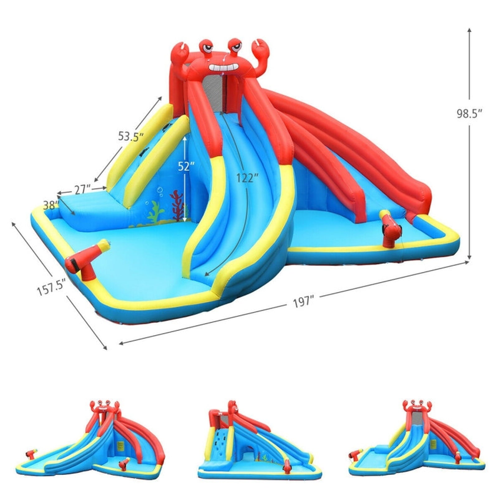 Airfind Inflatable Water Slide Bounce House with 950W Blower, Dual Slides, Splash Pools, Water Cannons Climbing Wall, 197in x157in x98in for Kids 4-12