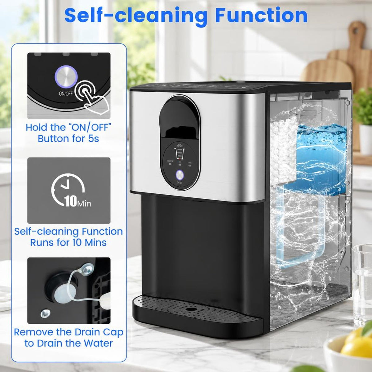 Airfind Self Dispensing Nugget Ice Maker Countertop with Soft Chewable Pellet Ice Cubes, Silver, 15 mins fast ice making for high efficiency