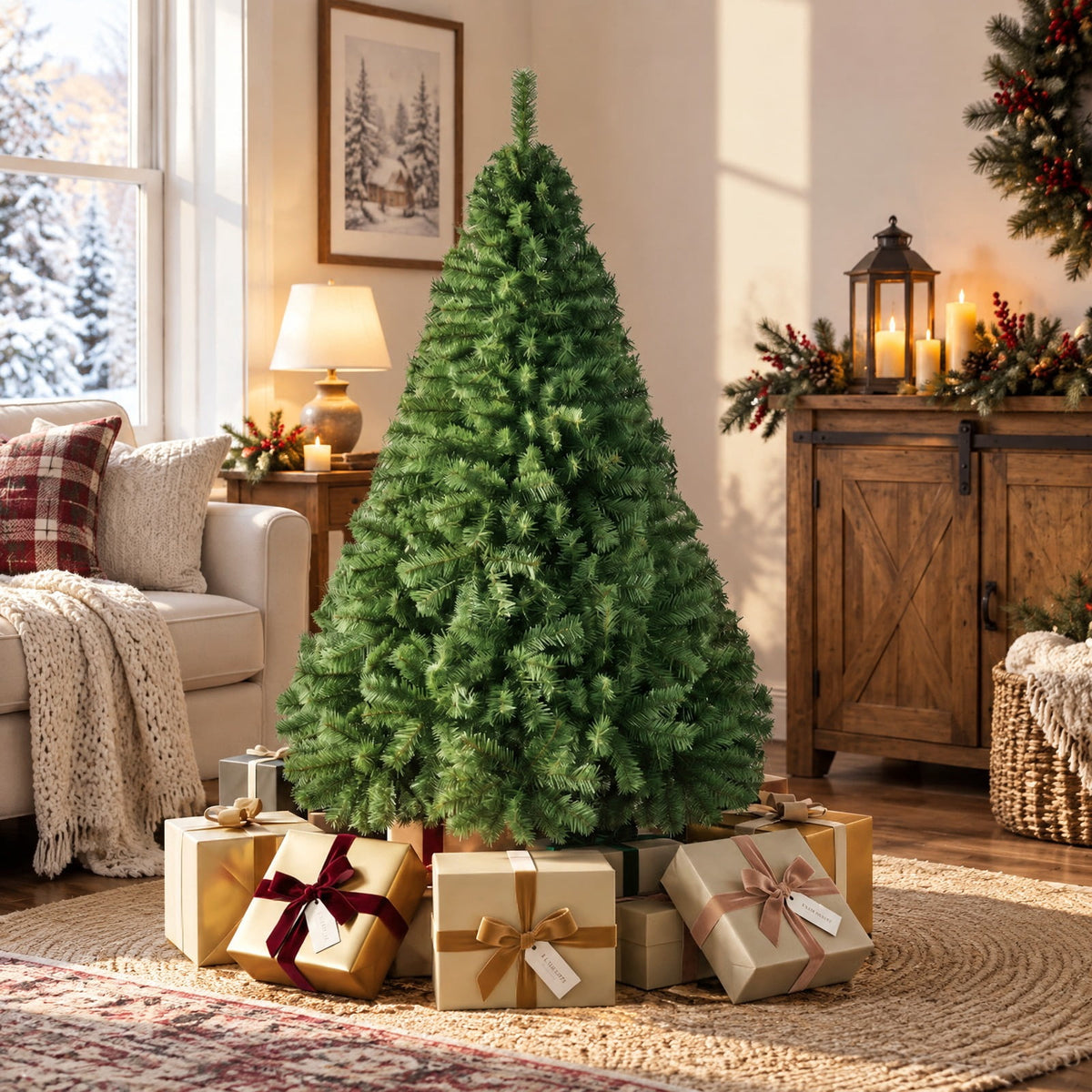 Airfind 5ft Automatic Christmas Tree with 519 Full PVC Branch Tips, PVC Frame, Tree Height 5 ft, Tree Width 3 ft