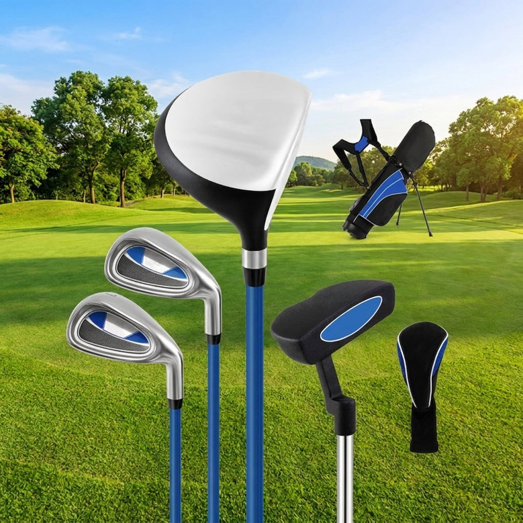 Airfind Womens Complete Golf Club Set with 10 Pieces Including an Alloy Driver and Carbon Fiber Shaft Plus Headcovers and a Lightweight Stand Bag as a Full Golf Set, Blue