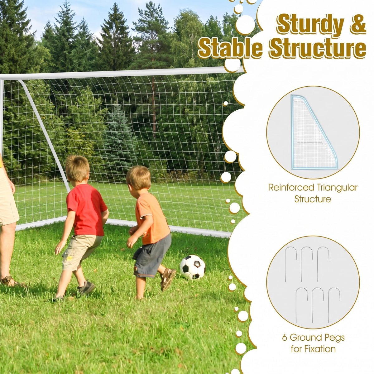 Airfind 12 x 6 FT Portable Soccer Goal for Backyard, All-Weather PVC Frame Practice Net with 6 Ground Stakes and High-Strength PE Netting for Kids Youth Training, White