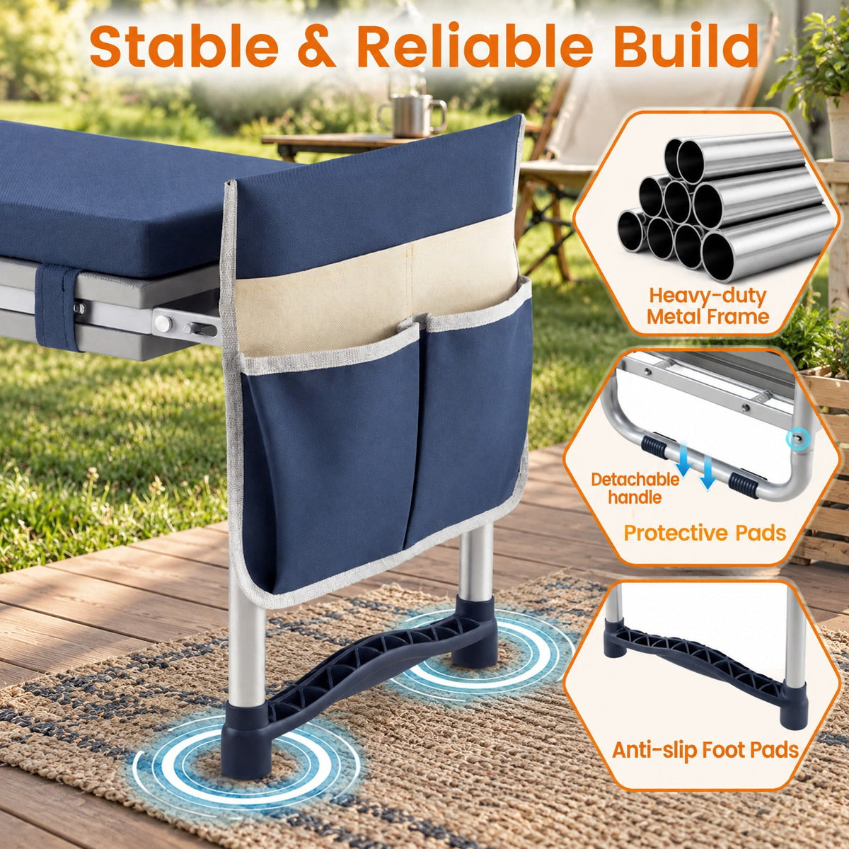 Airfind Garden Kneeler and Seat Foldable Gardening Stool with Wide EVA Foam Padding, 350 lbs Capacity, Metal EVA Frame, 21 x 12 x 17 Footprint